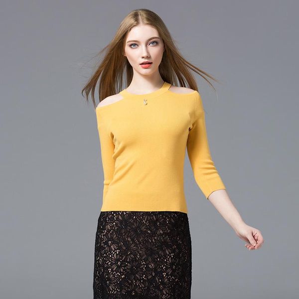 women's sweaters 2021 summer light cooked ice refreshing silk open shoulder round collar seven sleeves thin sweater slimming, White;black
women's sweaters 2021 summer light cooked ice refreshing silk open shoulder round collar seven sleeves thin sweater slimming, White;black