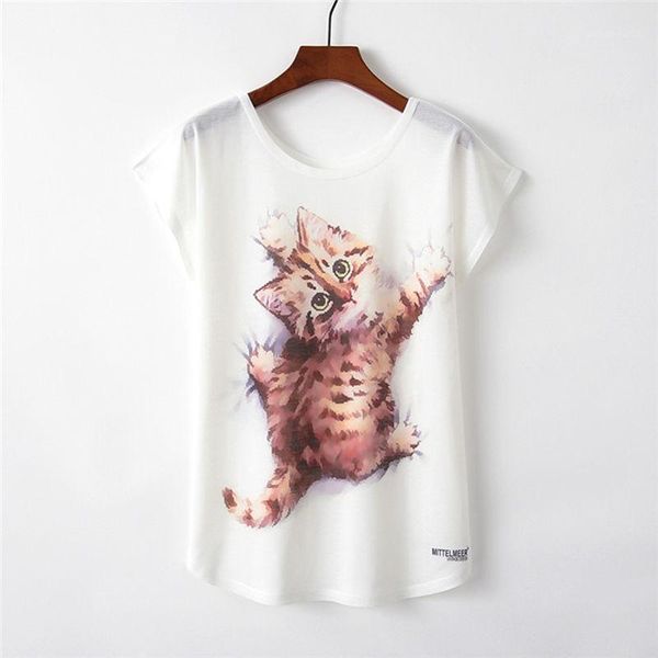 women's t-shirt casual harajuku women summer short sleeve round neck clothes china mode femme charmed 3d cat print, White
women's t-shirt casual harajuku women summer short sleeve round neck clothes china mode femme charmed 3d cat print, White