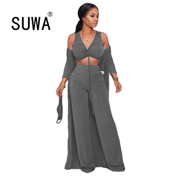 women's tracksuits fashion 3 piece outfits for women matching sets bra + long sleeve midi jacket coat wide leg pants club wear, Gray
women's tracksuits fashion 3 piece outfits for women matching sets bra + long sleeve midi jacket coat wide leg pants club wear, Gray