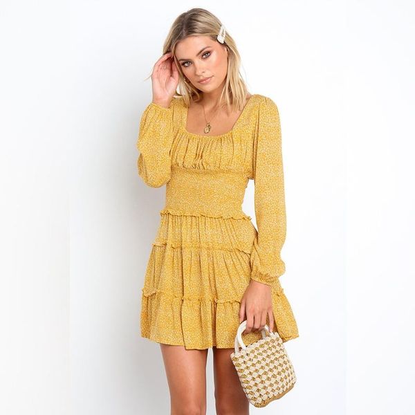 women fashion square neck boho dress ladies autumn casual wrinkle polka dot long sleeve one-piece loose mini dresses, Black;gray
women fashion square neck boho dress ladies autumn casual wrinkle polka dot long sleeve one-piece loose mini dresses, Black;gray