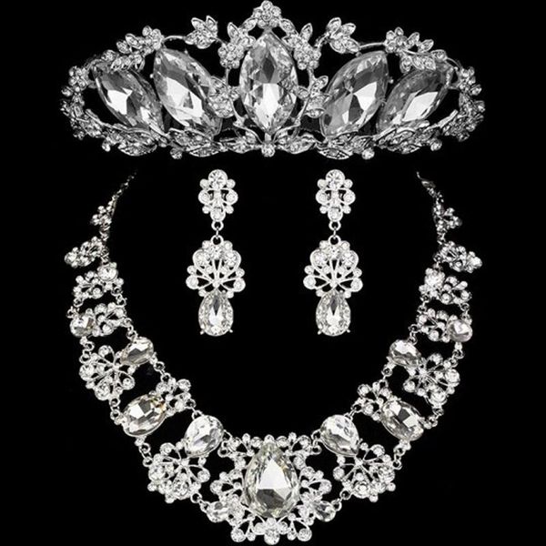earrings & necklace crystal flower bridal jewelry sets bride choker tiaras crown wedding luxury accessories for women, Silver
earrings & necklace crystal flower bridal jewelry sets bride choker tiaras crown wedding luxury accessories for women, Silver