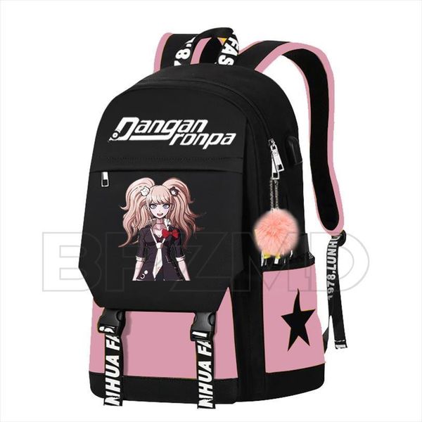 school boy girl anime danganronpa junko backpack usb charging large capacity men women travel waterproof anti theft canvas bags
school boy girl anime danganronpa junko backpack usb charging large capacity men women travel waterproof anti theft canvas bags
