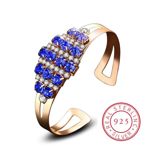 bangle luxury women's blue crystal bracelet jewelry rose gold punk round zircon wedding chain necklace gift, Black
bangle luxury women's blue crystal bracelet jewelry rose gold punk round zircon wedding chain necklace gift, Black