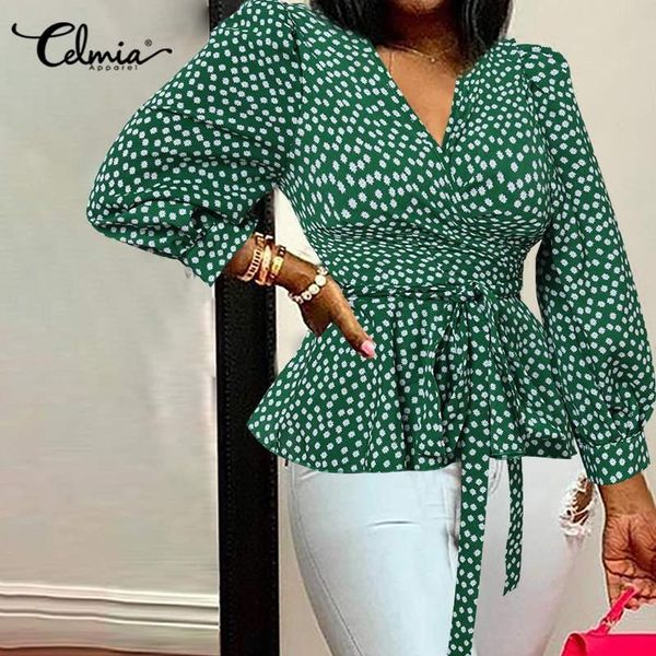women's blouses & shirts 2021 belted floral printed celmia fashion deep v neck elegant office lady shirt blusas femme oversized, White
women's blouses & shirts 2021 belted floral printed celmia fashion deep v neck elegant office lady shirt blusas femme oversized, White