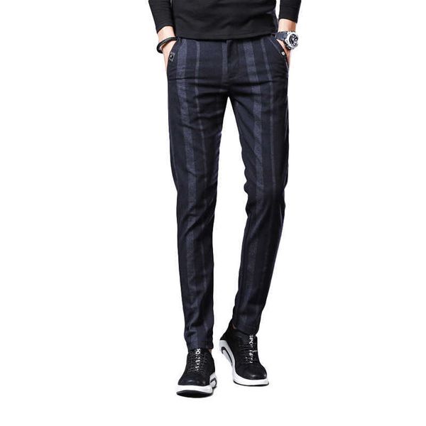 black striped pencil pants mens smart casual fashion breathable office slim all-match trousers for male clothing 210601
black striped pencil pants mens smart casual fashion breathable office slim all-match trousers for male clothing 210601