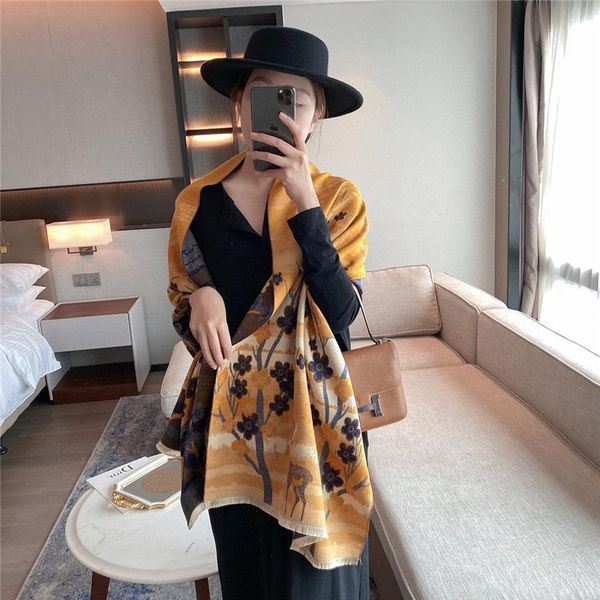 scarves winter women scarf sika deer and plum blossom print cashmere pashmina lady thick warm blanket shawl wraps, Blue;gray
scarves winter women scarf sika deer and plum blossom print cashmere pashmina lady thick warm blanket shawl wraps, Blue;gray