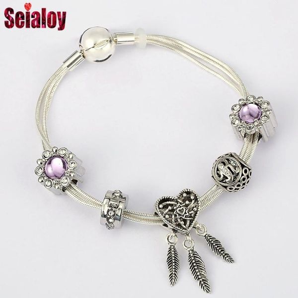 charm bracelets seialoy multi snake chain for women original heart dreamcatcher star beaded silver color bracelet & bangle gift, Golden;silver
charm bracelets seialoy multi snake chain for women original heart dreamcatcher star beaded silver color bracelet & bangle gift, Golden;silver