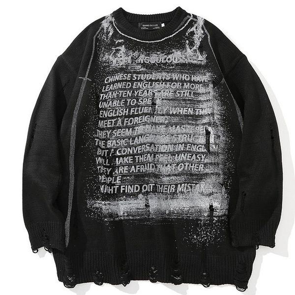 men's sweaters hip hop knitted jumper men letter graffiti long sleeve pullover homme loose hole couple sweater 2021 autumn, White;black
men's sweaters hip hop knitted jumper men letter graffiti long sleeve pullover homme loose hole couple sweater 2021 autumn, White;black