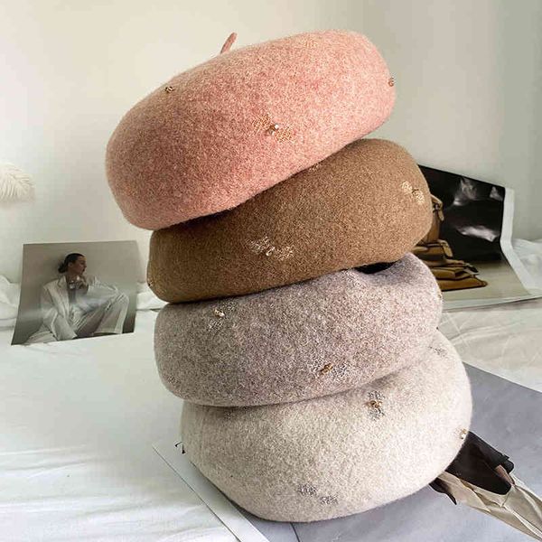 wool crystal embroidered beret women's autumn and winter large head circumference bud hat fashion warm painter, Blue;gray
wool crystal embroidered beret women's autumn and winter large head circumference bud hat fashion warm painter, Blue;gray