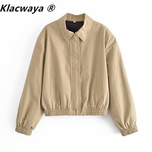 women's jackets klacwaya women 2021 fashion bomber jacket solid color chic letter behind zipper loose casual femme mujer, Black;brown
women's jackets klacwaya women 2021 fashion bomber jacket solid color chic letter behind zipper loose casual femme mujer, Black;brown