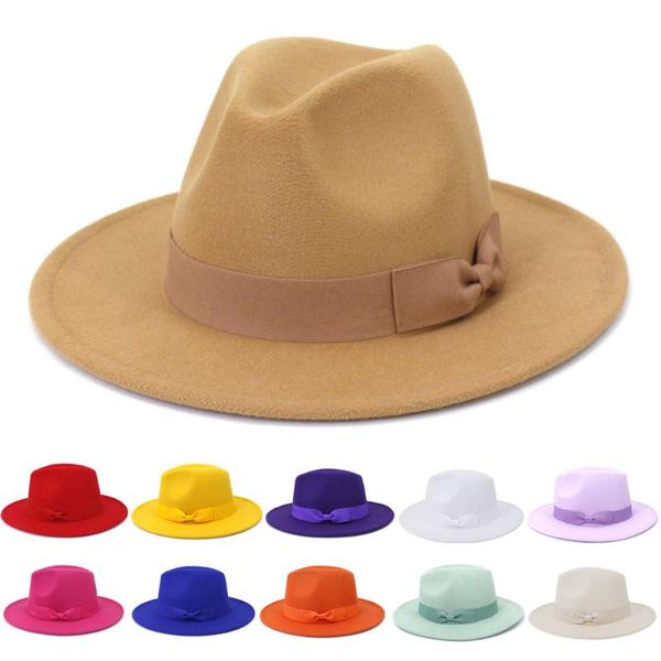 wide brim hats 2021 women winter fedora with bow accessories fashion flat wool felt jazz for men wedding hat, Blue;gray
wide brim hats 2021 women winter fedora with bow accessories fashion flat wool felt jazz for men wedding hat, Blue;gray