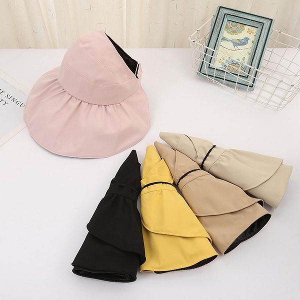 wide brim hats solid color sun protection empty hat collapsible fashion shading breathable beach women summer cap, Blue;gray
wide brim hats solid color sun protection empty hat collapsible fashion shading breathable beach women summer cap, Blue;gray