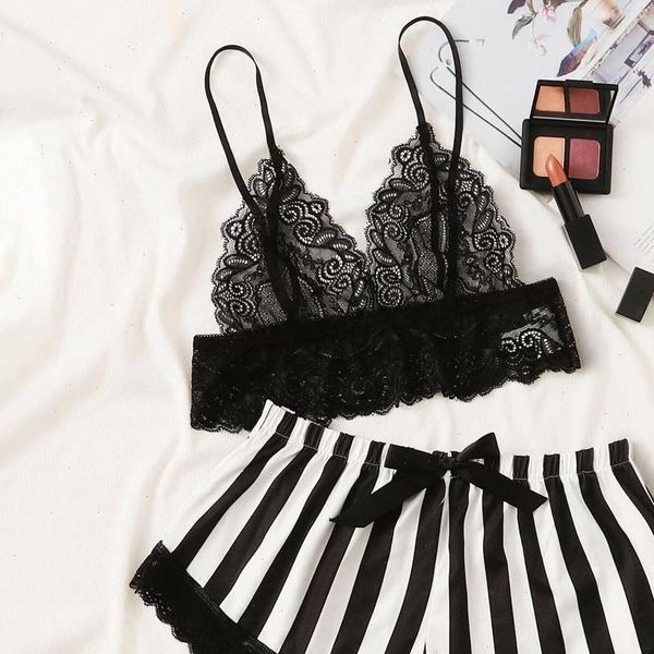 pajamas set satin pajama women sleepwear white lace v neck pyjamas sleeveless cute cami and shorts a70, Black;red
pajamas set satin pajama women sleepwear white lace v neck pyjamas sleeveless cute cami and shorts a70, Black;red