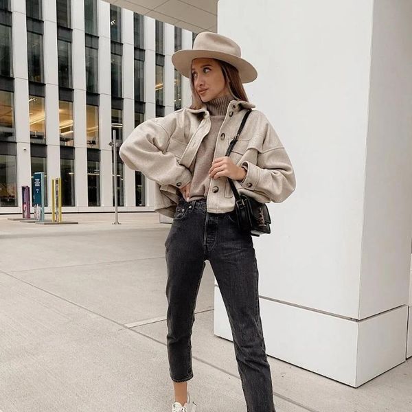 women's jackets casual women autumn beige loose woolen shirt coat single breasted turn-down collar solid short jacket chic outerwear, Black;brown
women's jackets casual women autumn beige loose woolen shirt coat single breasted turn-down collar solid short jacket chic outerwear, Black;brown