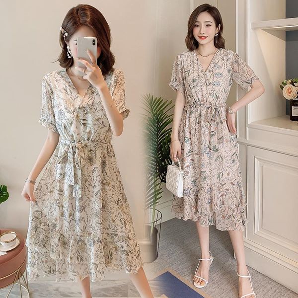 5495# breastfeeding clothes v neck maternity 2021 korean women summer chiffon floral fairy temperament nursing dress, White
5495# breastfeeding clothes v neck maternity 2021 korean women summer chiffon floral fairy temperament nursing dress, White