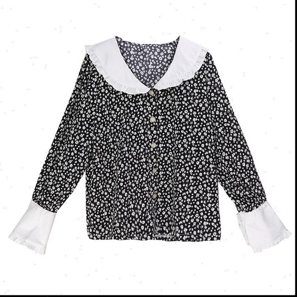 perhaps womens shirt u black button floral print ruffle peter pan collar flare long sleeve korea japan b0757, White
perhaps womens shirt u black button floral print ruffle peter pan collar flare long sleeve korea japan b0757, White