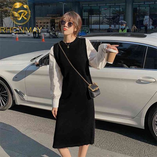 korea autumn and winter casual splicing shirt sleeve long slim knitting frenulum dress medium length style 210506, Black;gray
korea autumn and winter casual splicing shirt sleeve long slim knitting frenulum dress medium length style 210506, Black;gray