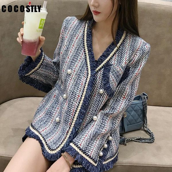 winter blue white striped tweed blazer women long sleeve v neck elegant double breasted bead pearls tassels jacket coat women's suits &, White;black
winter blue white striped tweed blazer women long sleeve v neck elegant double breasted bead pearls tassels jacket coat women's suits &, White;black