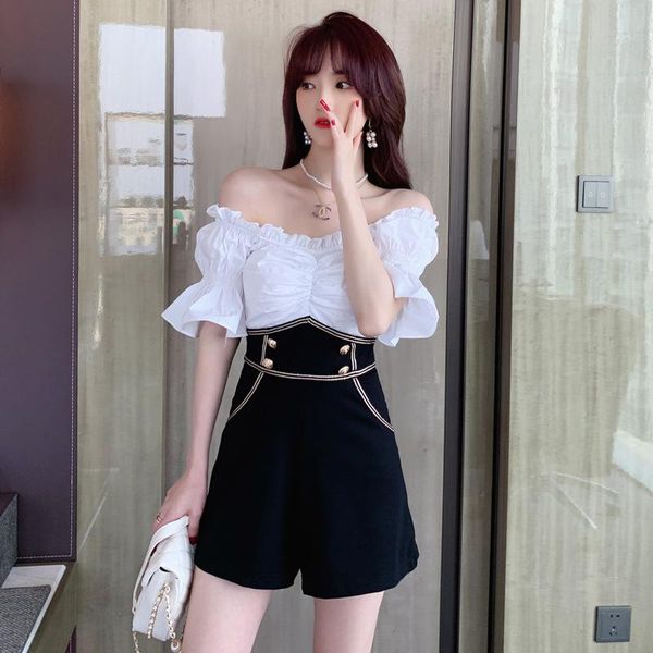 summer word shoulder black and white contrast high waist slimming jumpsuit regular women's jumpsuits & rompers, Black;white
summer word shoulder black and white contrast high waist slimming jumpsuit regular women's jumpsuits & rompers, Black;white