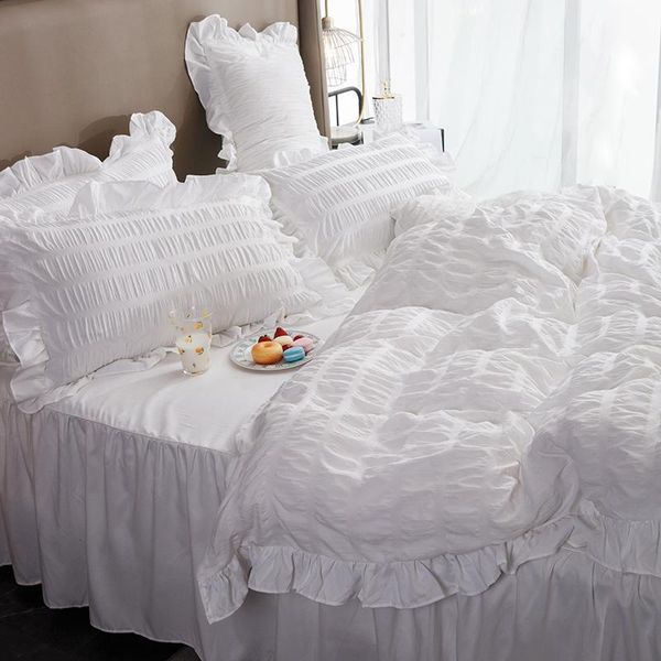 bedding sets seersucker set king princess solid ruffles duvet cover washed cotton flat sheet bed skirt bedclothes home textile
bedding sets seersucker set king princess solid ruffles duvet cover washed cotton flat sheet bed skirt bedclothes home textile