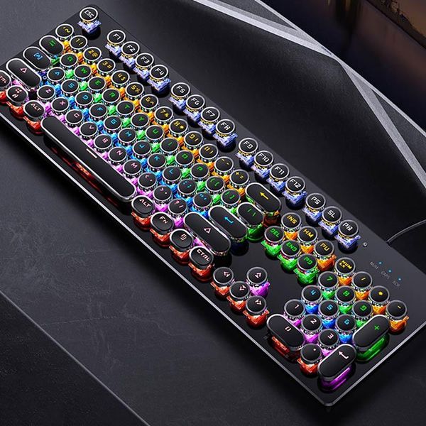 six colors gaming mechanical keyboard punk round retro keycap backlit usb wired for pc lapgame ical keyboards
six colors gaming mechanical keyboard punk round retro keycap backlit usb wired for pc lapgame ical keyboards