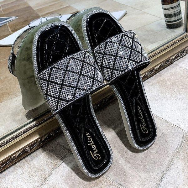 slippers summer luxury modern fashion women quality leather plaid shiny crystal rhinestone edge flat outdoor ladies shoes 2021, Black
slippers summer luxury modern fashion women quality leather plaid shiny crystal rhinestone edge flat outdoor ladies shoes 2021, Black