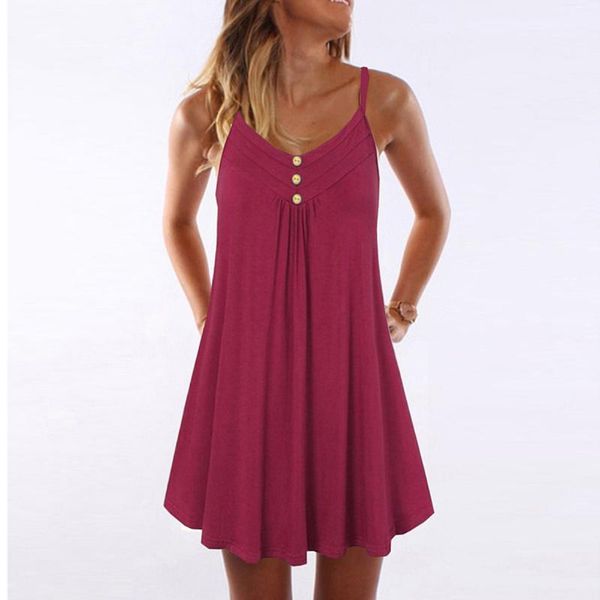 casual dresses solid dress women sleeveless spaghetti strap breasted plain button loose short vestido mujer #g2, Black;gray
casual dresses solid dress women sleeveless spaghetti strap breasted plain button loose short vestido mujer #g2, Black;gray