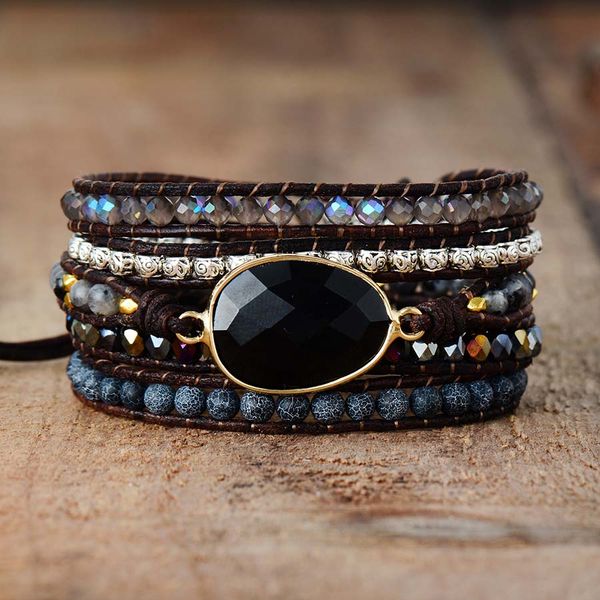 native inspired designer leather bracelet bla onyx mix 5 strands woven wrap bangles bohemian jewelry dropship a, Golden;silver
native inspired designer leather bracelet bla onyx mix 5 strands woven wrap bangles bohemian jewelry dropship a, Golden;silver