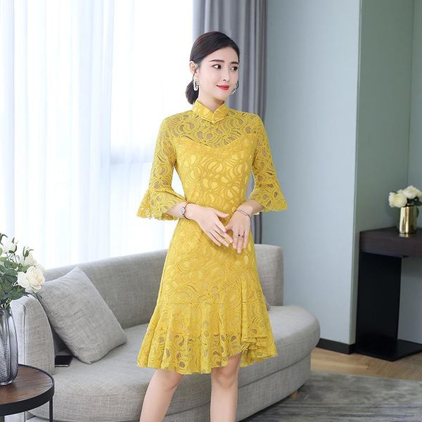 spring and summer fashion lace cheongsam short 2021 dress big code improvement self-cultivation daily banquet ethnic clothing, Red
spring and summer fashion lace cheongsam short 2021 dress big code improvement self-cultivation daily banquet ethnic clothing, Red