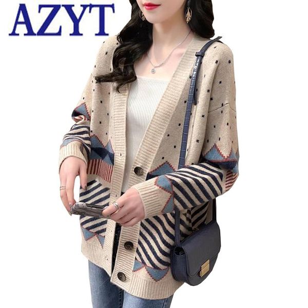 women's knits & tees azyt korean loose knitted cardigan female 2021 spring autumn fashion print sweater coat for women chic casual knit, White
women's knits & tees azyt korean loose knitted cardigan female 2021 spring autumn fashion print sweater coat for women chic casual knit, White