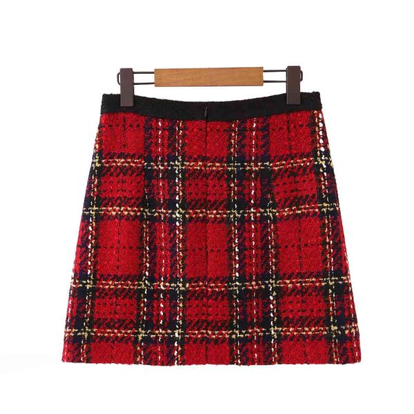 red vintage women tweed 2021 winter fashion ladies plaid female patchwork girls high waist mini skirts chic, Black
red vintage women tweed 2021 winter fashion ladies plaid female patchwork girls high waist mini skirts chic, Black