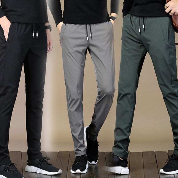 men's pants 2021 brand autumn casual men elastic waist male fast-dryingt trousers for, Black