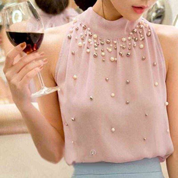 plus size stylish solid color women blouses sleeveless mock neck halter beads chiffon ol ladies summer, White
plus size stylish solid color women blouses sleeveless mock neck halter beads chiffon ol ladies summer, White