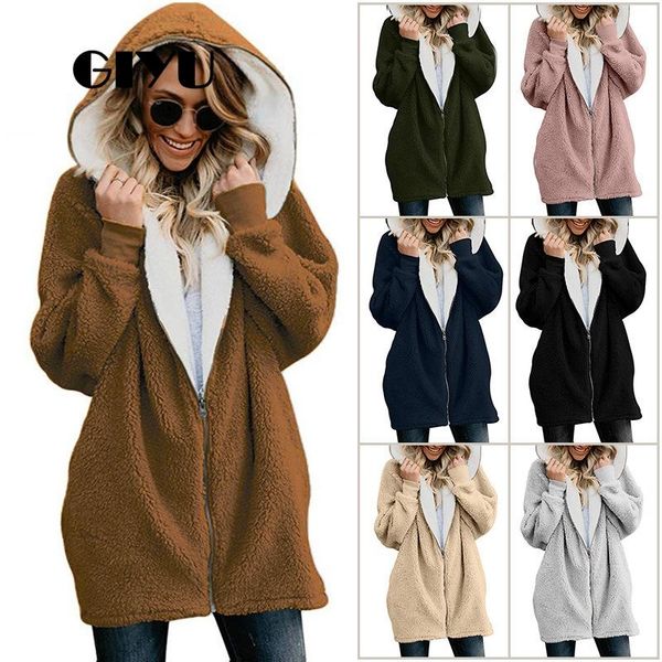 women's trench coats giyu 5xl big size winter long sleeve hooded jackets with zipper women teddy faux fur coat casual solid abrigos muj, Tan;black
women's trench coats giyu 5xl big size winter long sleeve hooded jackets with zipper women teddy faux fur coat casual solid abrigos muj, Tan;black