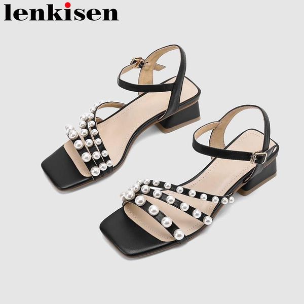 sandals lenkisen comfortable big size cow leather peep toe med heel summer shoes pearl brand buckle straps casual concise women, Black
sandals lenkisen comfortable big size cow leather peep toe med heel summer shoes pearl brand buckle straps casual concise women, Black