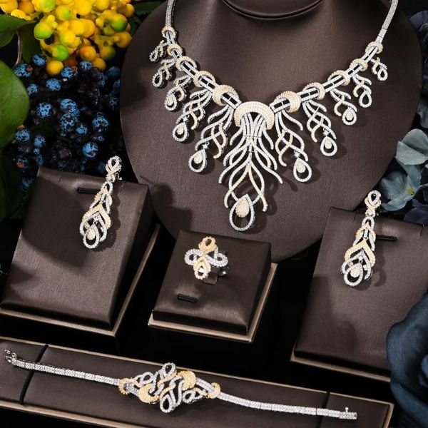 earrings & necklace gorgeous sparkly luxury bangle ring jewelry set for noble brides wedding jewellery african style, Silver
earrings & necklace gorgeous sparkly luxury bangle ring jewelry set for noble brides wedding jewellery african style, Silver