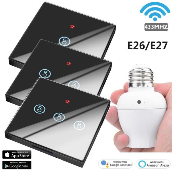 lamp holder bulb smart switch light touch wireless 1/2/3 gang 433mhz rf remote control wall panel 110v-220v with alexa home
lamp holder bulb smart switch light touch wireless 1/2/3 gang 433mhz rf remote control wall panel 110v-220v with alexa home