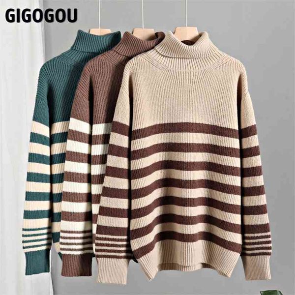 gigogou casual loose striped women turtlneck sweater winter thick warm cashmere pullovers soft female knitted jumpers pull 210918, White;black
gigogou casual loose striped women turtlneck sweater winter thick warm cashmere pullovers soft female knitted jumpers pull 210918, White;black
