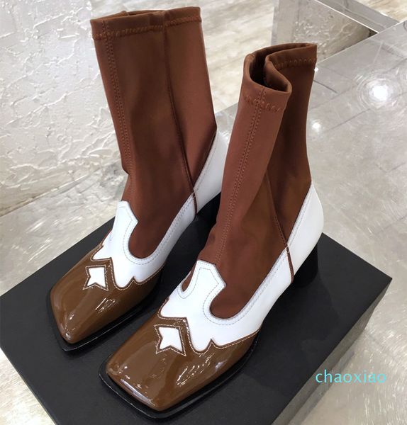 runway square toe sock ankle boots temperament women chunky high heels winter party shoes woman brown patchwork bootss high-quality, Black
runway square toe sock ankle boots temperament women chunky high heels winter party shoes woman brown patchwork bootss high-quality, Black