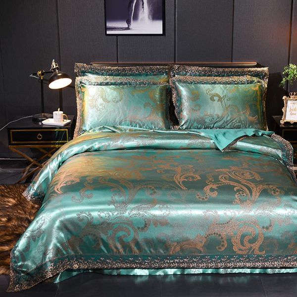 bedding sets drop wedding duvet cover set golden jacquard lace flat sheet pillowcase 4pcs european luxury blue
bedding sets drop wedding duvet cover set golden jacquard lace flat sheet pillowcase 4pcs european luxury blue