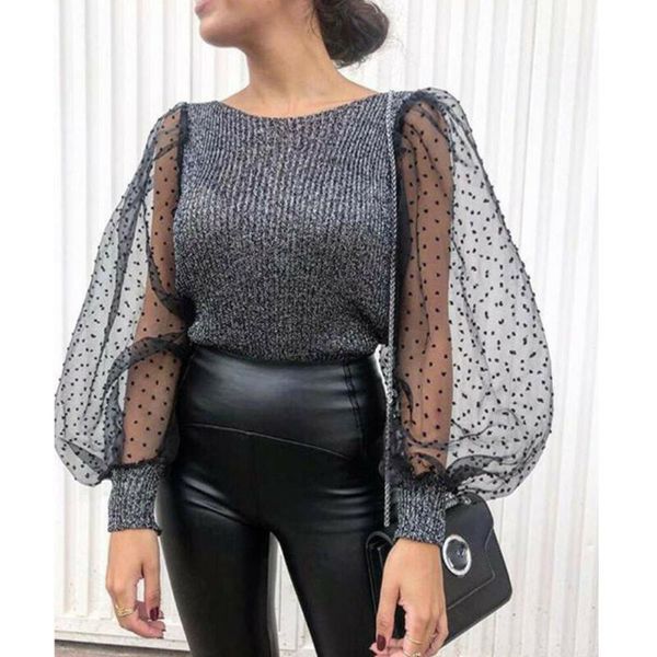women mesh long sleeve knitwear see-through puff sleeve autumn winter lady casual knitted jumper blouse shirtby air, Black;white
women mesh long sleeve knitwear see-through puff sleeve autumn winter lady casual knitted jumper blouse shirtby air, Black;white