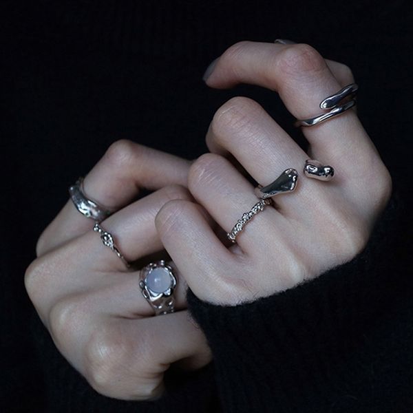s925 sterling silver heteromorphic double-layer ring, thin thick agate, dark, folded, with cold and cool style, Black
s925 sterling silver heteromorphic double-layer ring, thin thick agate, dark, folded, with cold and cool style, Black
