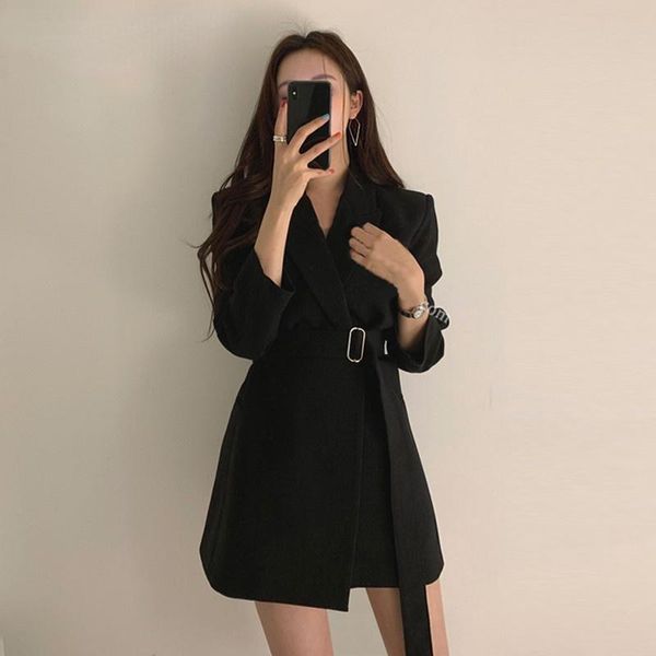 women's suits & blazers spring autumn women's long jacket with belt female notched outerwear office lady coat england style cardiga, White;black
women's suits & blazers spring autumn women's long jacket with belt female notched outerwear office lady coat england style cardiga, White;black