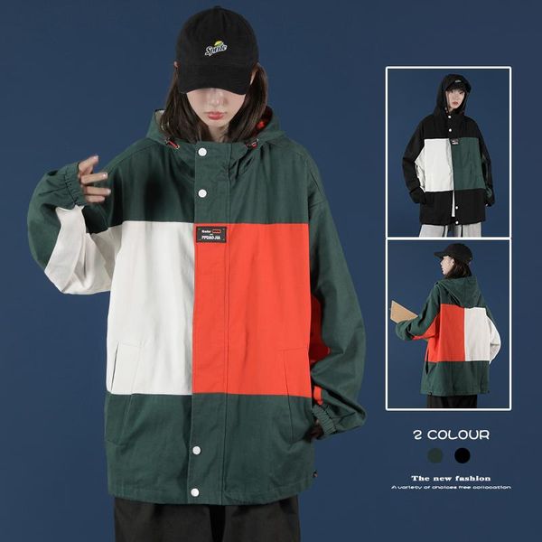 womens patchwork and contrast color jackets with hooded oversized harajuku fashion streetwear zip up outerwear windbreakers women's, Black;brown
womens patchwork and contrast color jackets with hooded oversized harajuku fashion streetwear zip up outerwear windbreakers women's, Black;brown