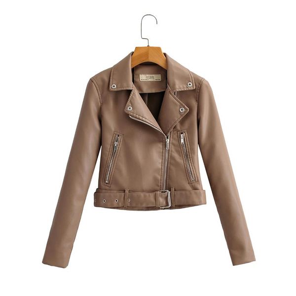 women's leather & faux women spring autumn black jackets zipper basic coat turn-down collar motor biker jacket with belt brown
women's leather & faux women spring autumn black jackets zipper basic coat turn-down collar motor biker jacket with belt brown