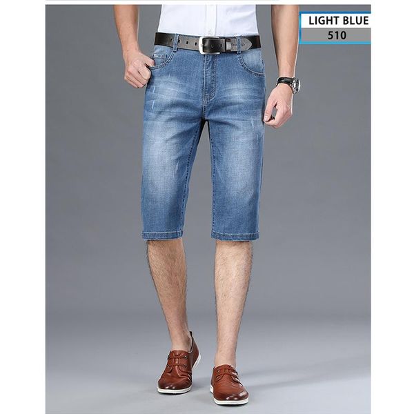 men's jeans value tube loose summer shorts spring and thin stretch wash business five-point pants, Blue
men's jeans value tube loose summer shorts spring and thin stretch wash business five-point pants, Blue
