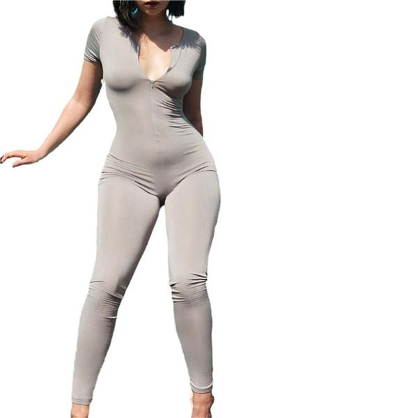 women's jumpsuits & rompers 2021 fashion short sleeve v-neck jumpsuit casual slim solid zipper jupsuits, Black;white
women's jumpsuits & rompers 2021 fashion short sleeve v-neck jumpsuit casual slim solid zipper jupsuits, Black;white