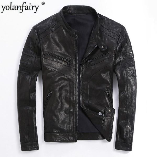 men's leather & faux yolanfairy 100% real sheepskin coat genuine jacket short slim jackets for men outwear lg20210004 mf061, Black
men's leather & faux yolanfairy 100% real sheepskin coat genuine jacket short slim jackets for men outwear lg20210004 mf061, Black