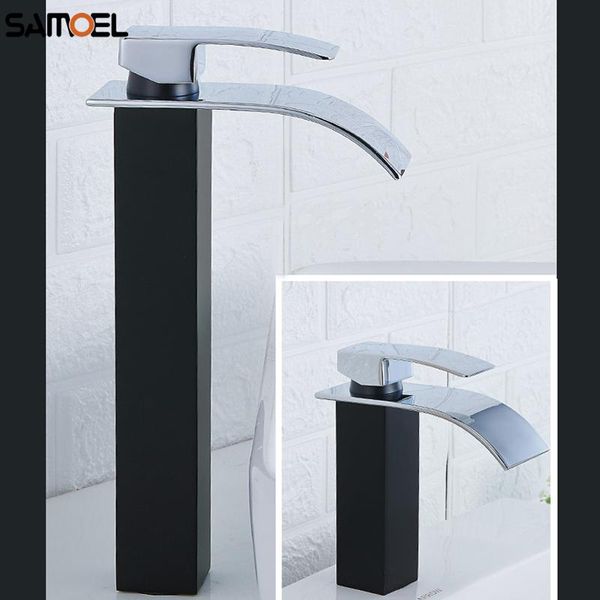 bathroom sink faucets fashion brass matte black with chrome waterfall faucet deck mount square basin mixer water tap b3364
bathroom sink faucets fashion brass matte black with chrome waterfall faucet deck mount square basin mixer water tap b3364