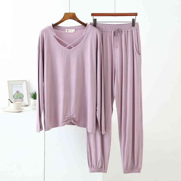 women's sleepwear spring summer pyama woman set v neck long sleeve trousers two piece suit loose homewear lady pajamas 2021 pijama muje, Black;red
women's sleepwear spring summer pyama woman set v neck long sleeve trousers two piece suit loose homewear lady pajamas 2021 pijama muje, Black;red